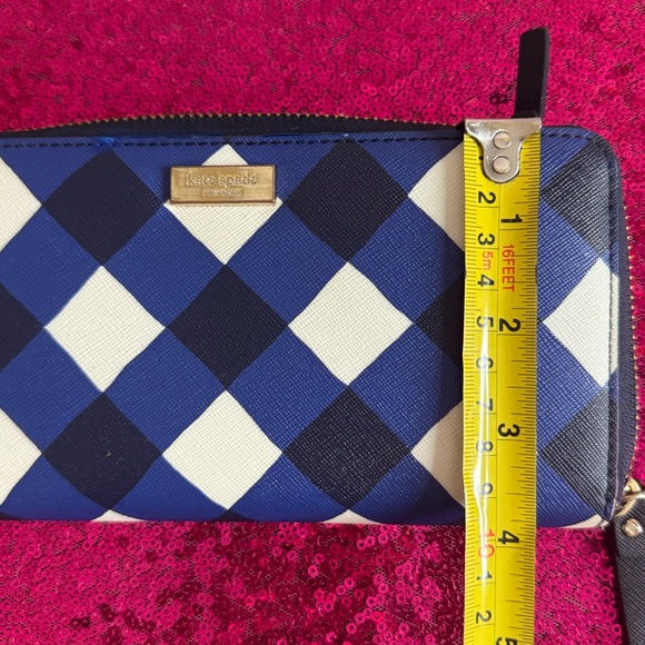 KATE SPADE 💙 Navy Blue & White Checkered Wallet and Wristlet ⭐️ Like NEW - Picture 12 of 12